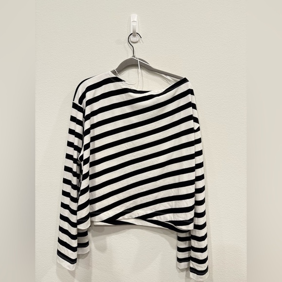 SOLD - Maeve Black and White Striped Blouse 100% Cotton - Picture 6 of 7